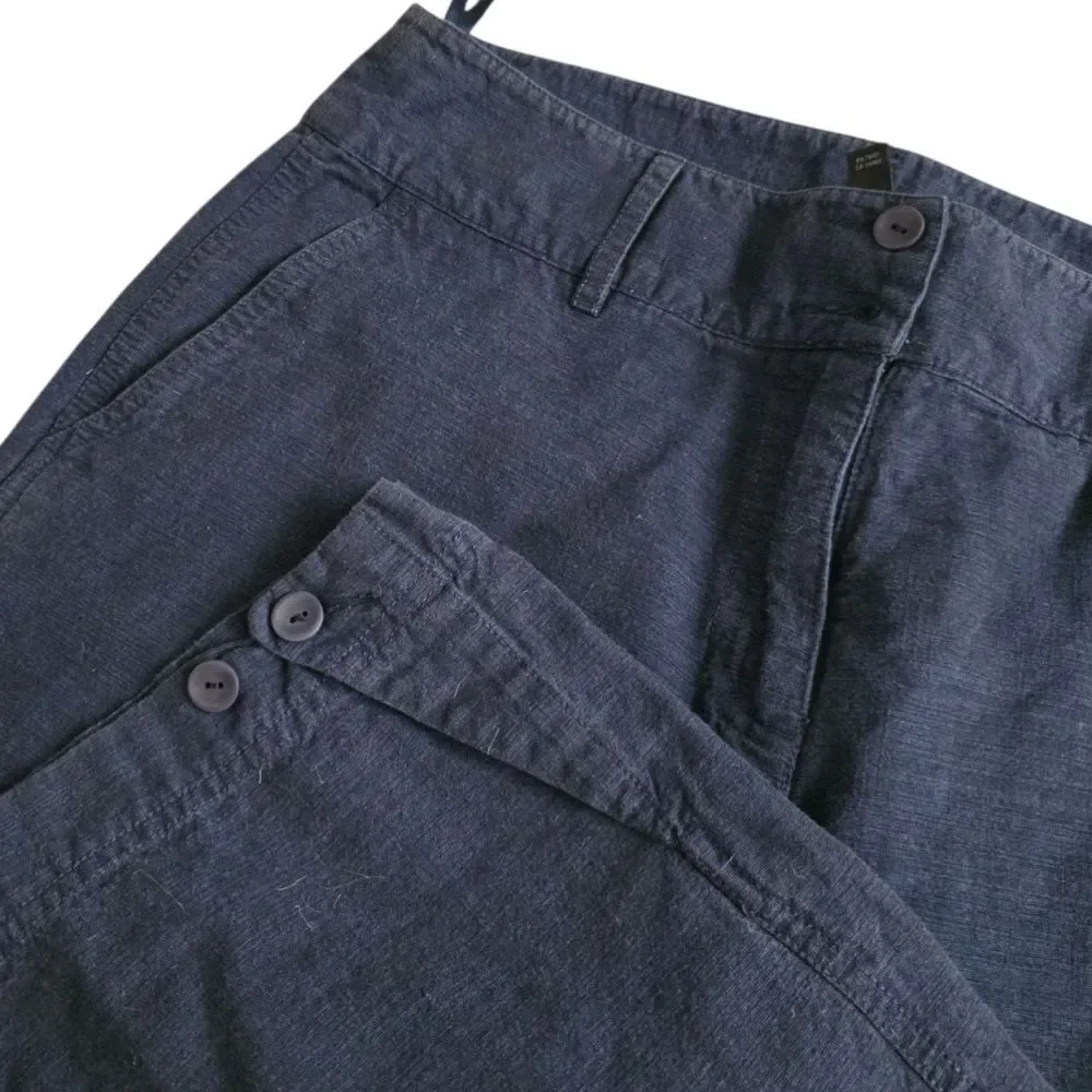 Eileen Fisher Navy Wide Leg Cotton Pants S